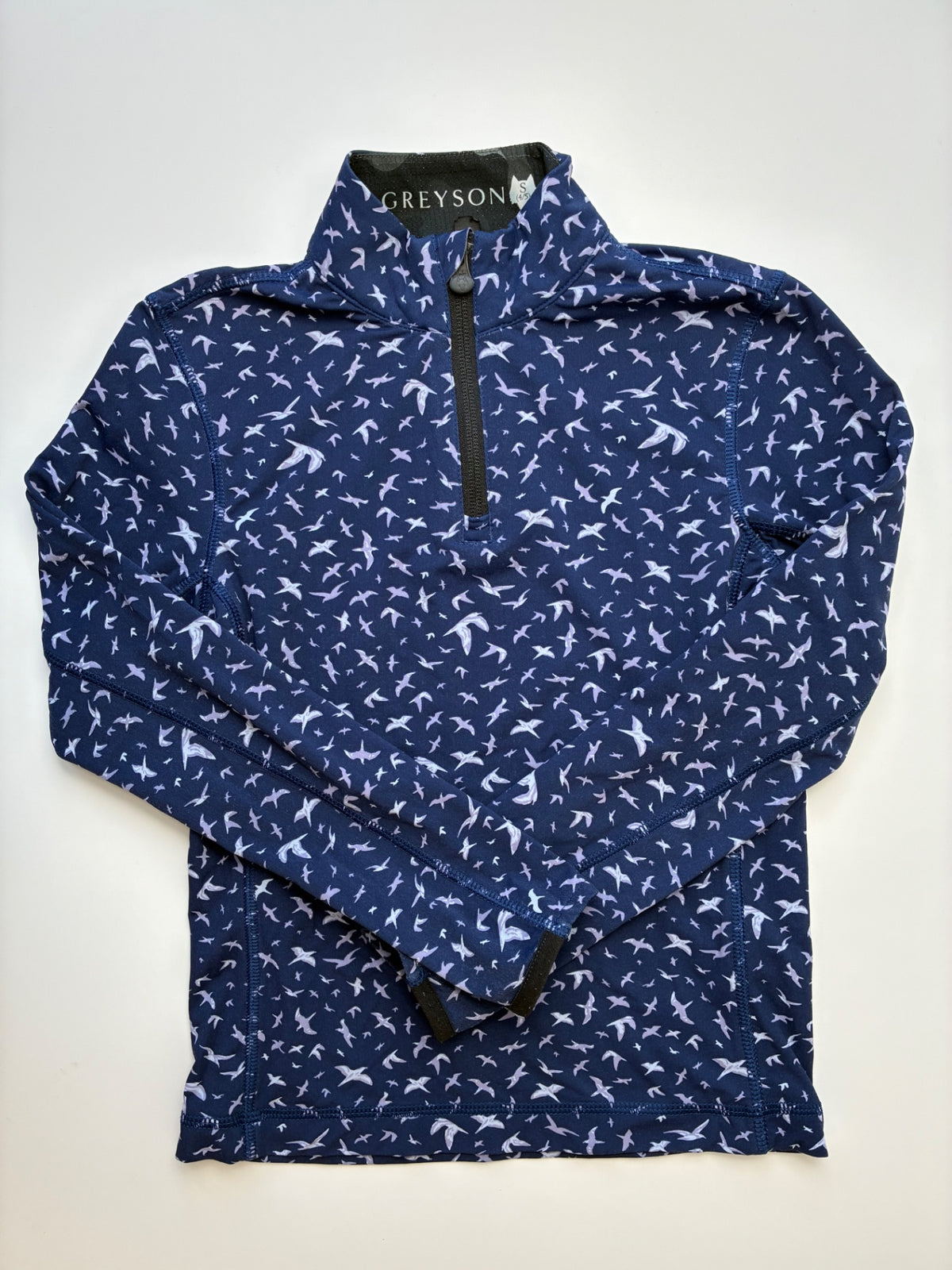 Greyson Sweatshirt - Navy Blue Bird Print 1/4 Zip | size 4T/5T