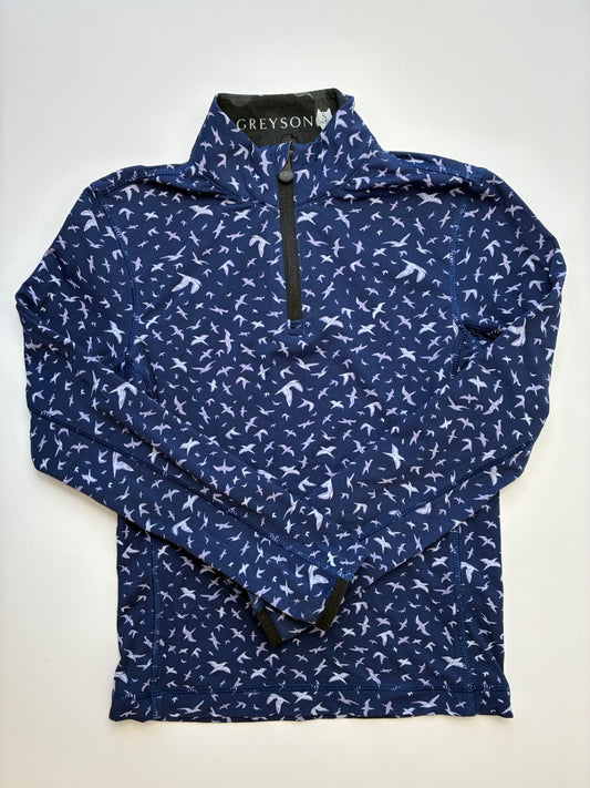 Greyson Sweatshirt - Navy Blue Bird Print 1/4 Zip | size 4T/5T