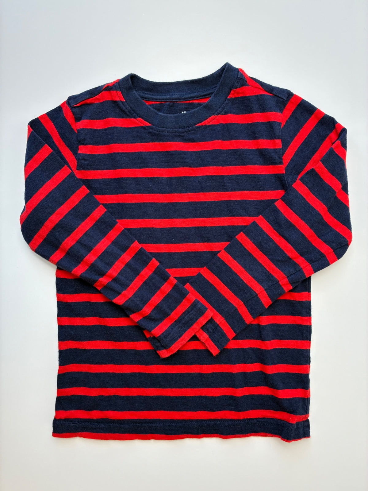 Primary Long Sleeve T-Shirt - Red 100% Cotton Striped | size 4T/5T