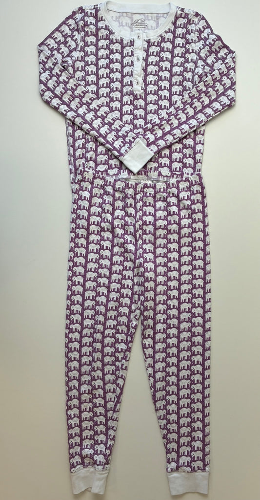 Roller Rabbit 2 Piece Ensemble - Purple Elephant Long Pajamas | size 10