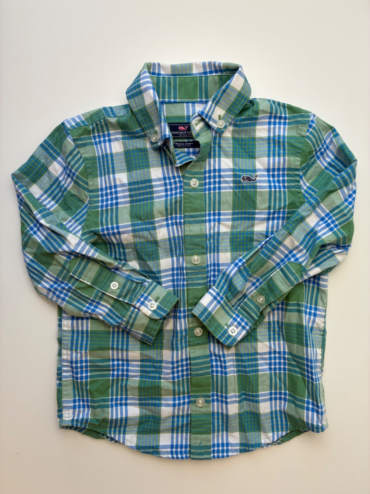 Vineyard Vines Shirt - Green 100% Cotton Plaid Button Down | size 3T