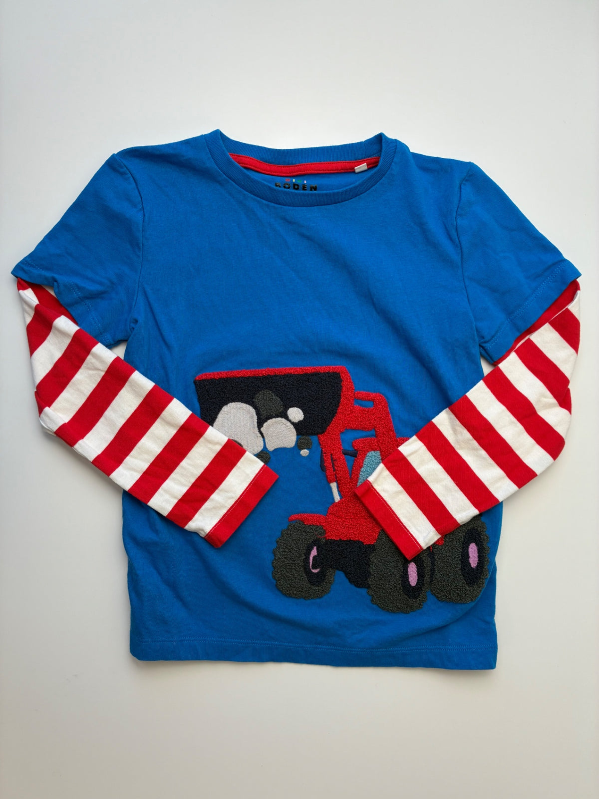 Mini Boden Long Sleeve T-Shirt - Blue Front Loader Appliqué | size 6/7