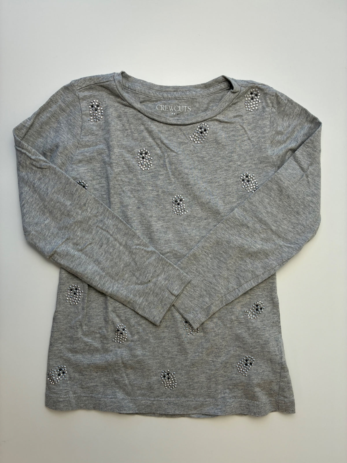 Crewcuts Halloween Clothing - Gray Rhinestone Ghosts Long Sleeve T-Shirt | size 4T/5T