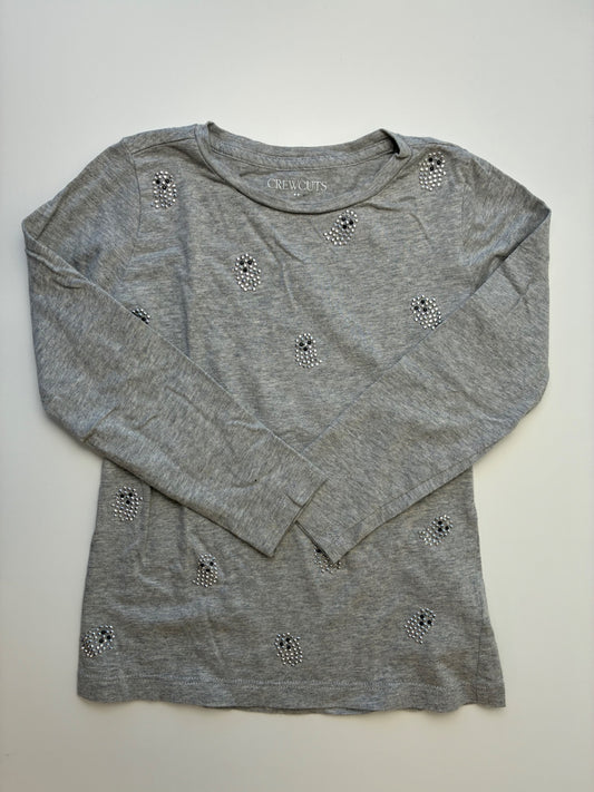 Crewcuts Halloween Clothing - Gray Rhinestone Ghosts Long Sleeve T-Shirt | size 4T/5T