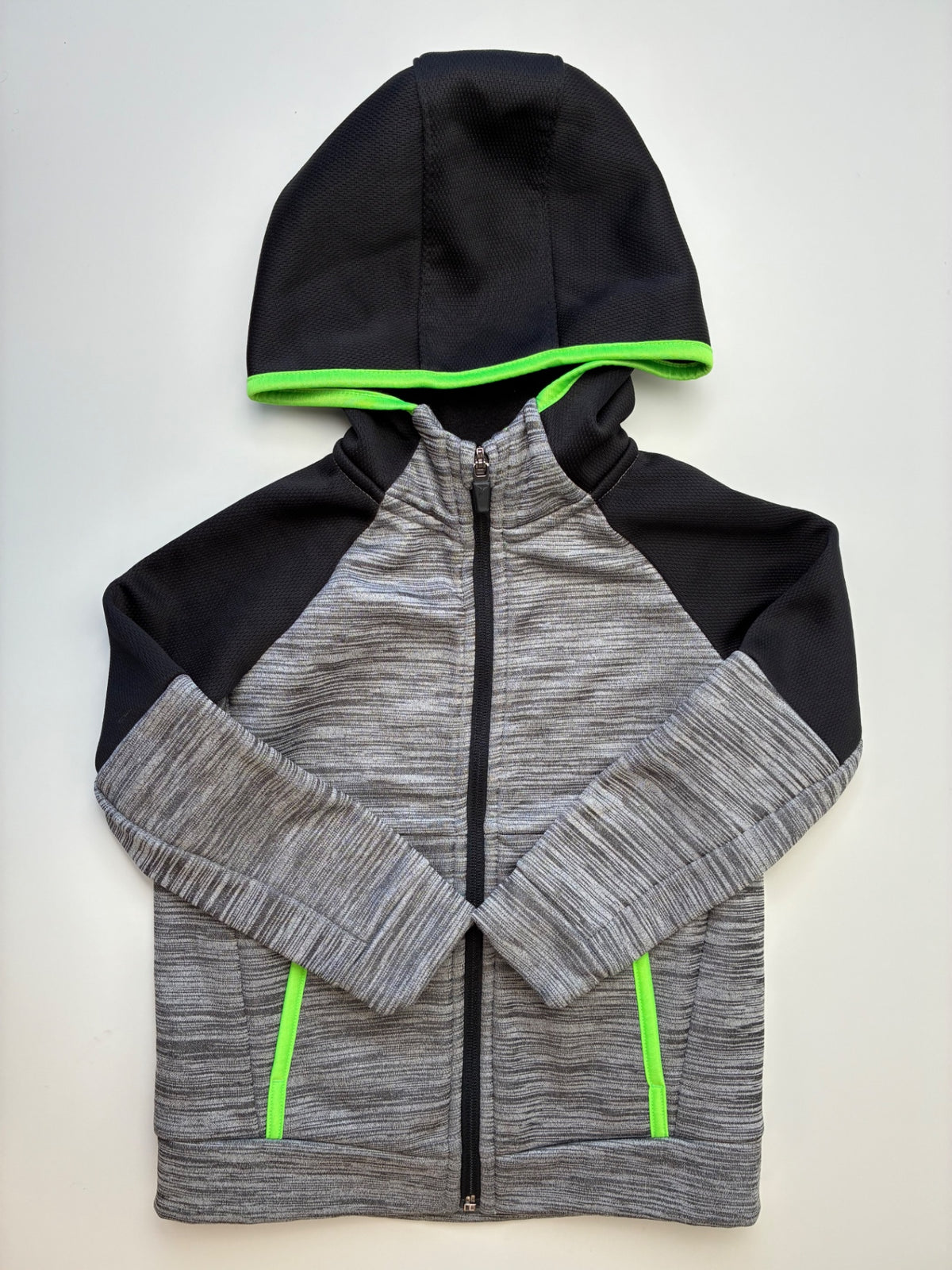 Old Navy Sweatshirt - Black Heathered Techie Fleece Zip Up Hoodie | size 5T