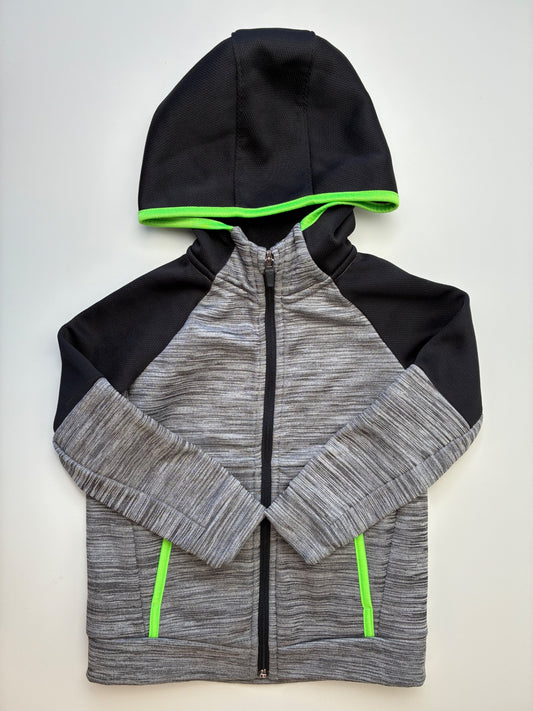 Old Navy Sweatshirt - Black Heathered Techie Fleece Zip Up Hoodie | size 5T
