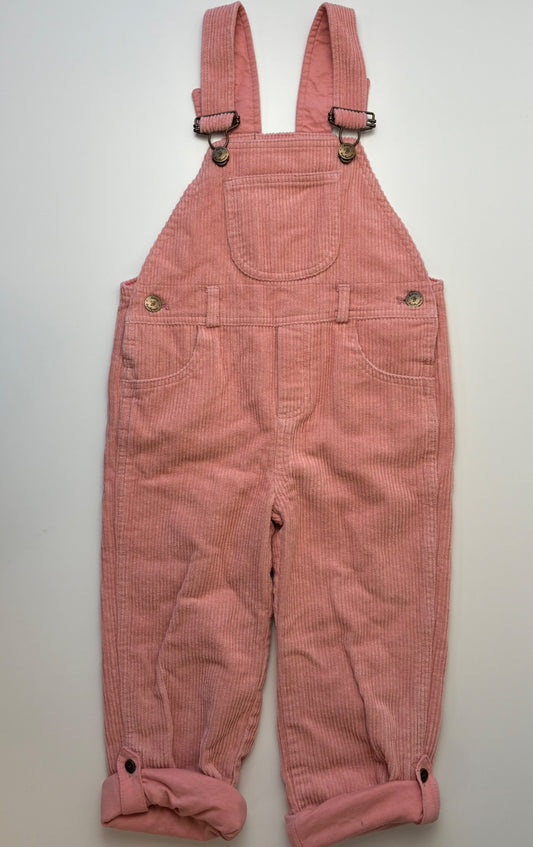 Dotty Dungarees Overalls - Pink Chunky Corduroy | size 3T/4T