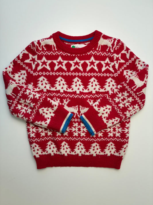 Boden Sweater - Red Fair Isle Tree | size 4T/5T