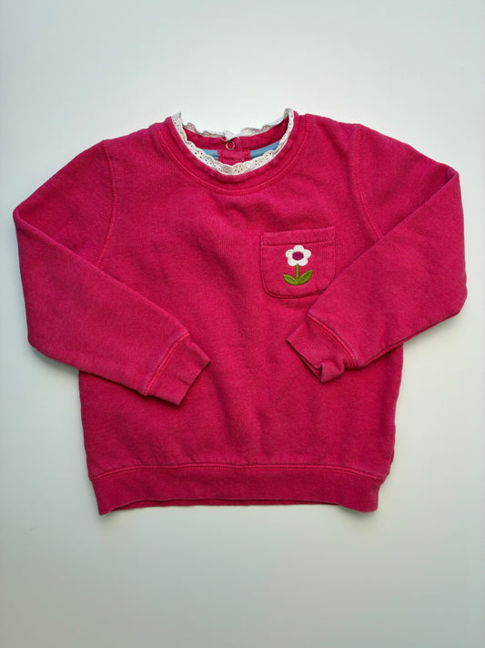 Mini Boden Sweatshirt - Pink Eyelet Trimmed Crewneck | size 4T/5T