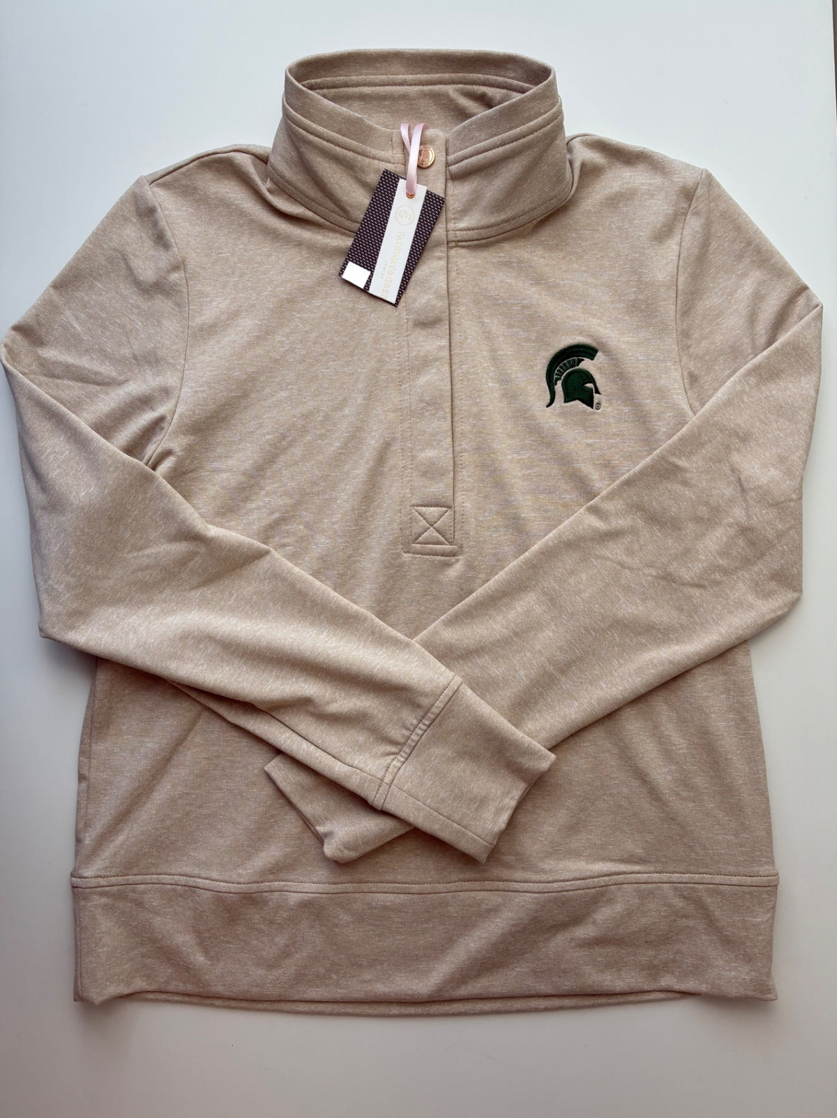 Fairway & Greene Sweatshirt - Tan MSU 1/4 Zip (Adult Size S) | size Women's S