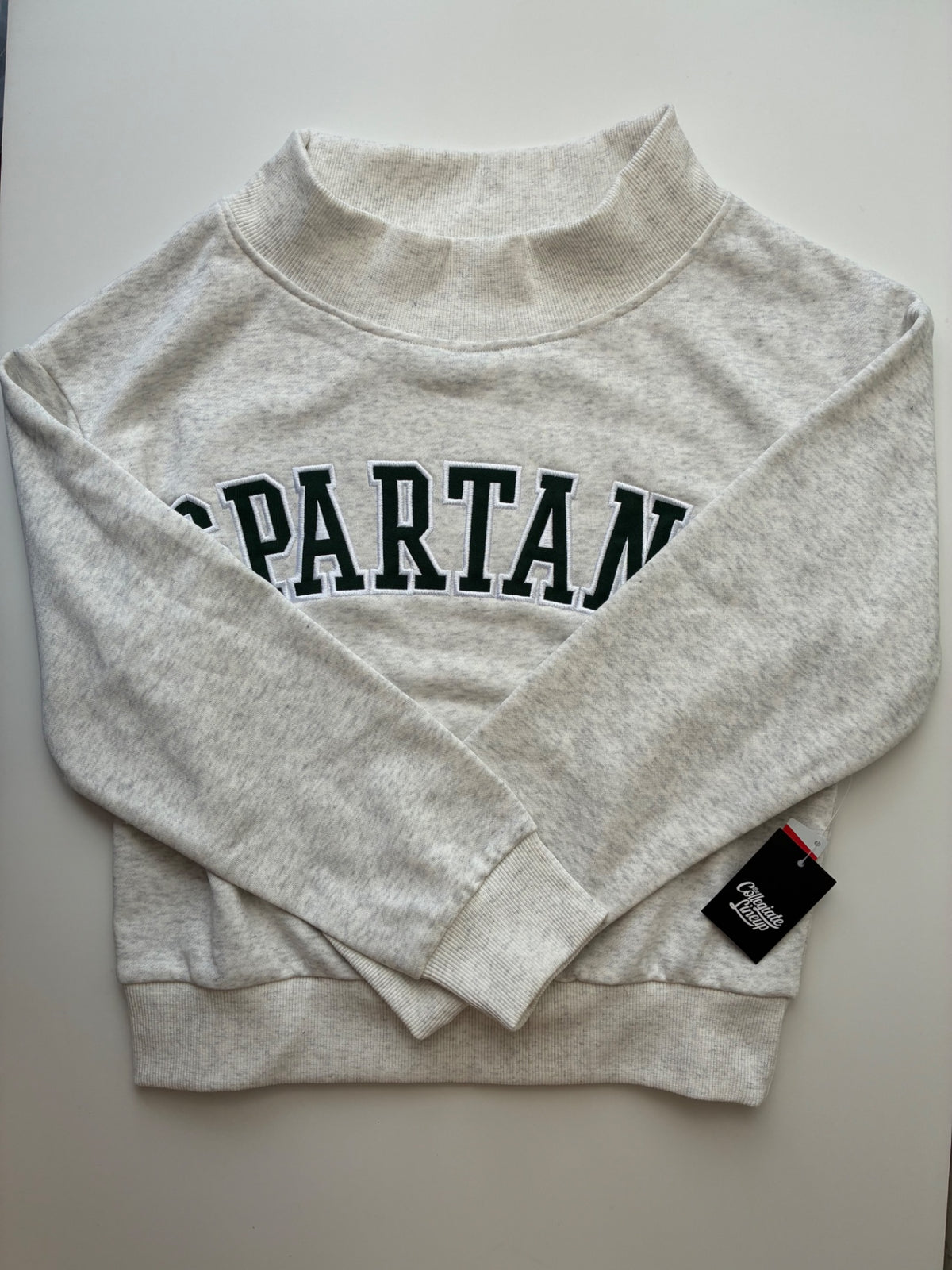 The Collegiate Lineup Sweatshirt - Gray Spartans (Adult Size XS) | size Women's XS