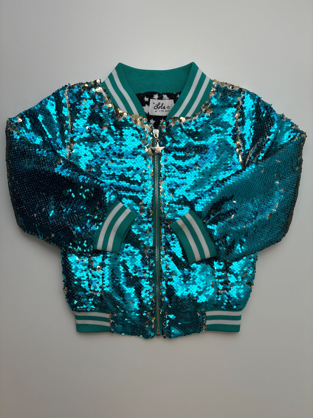 Lola & The Boys Jacket - Blue Sequin Bomber | size 2T