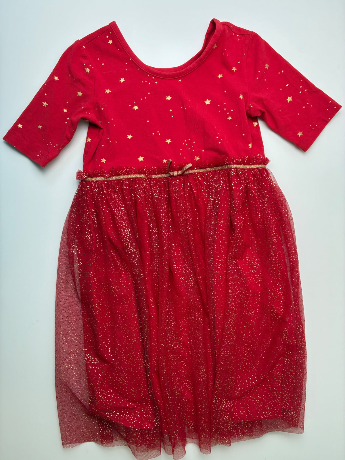 Hanna Andersson Dress - Red Glitter Star + Tulle | size 6/7
