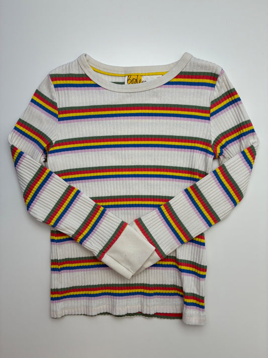Boden Long Sleeve T-Shirt - Multicolor Ribbed + Striped | size 7/8
