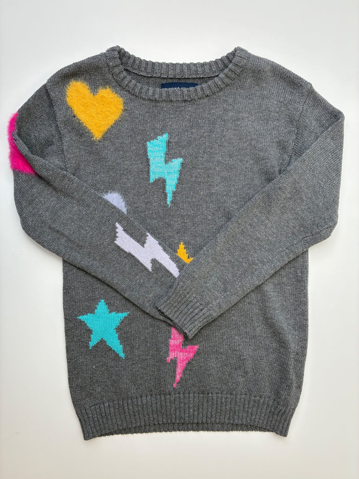 Andy & Evan Sweater - Gray Hearts + Lightning Bolts | size 5T