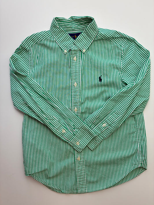 Ralph Lauren Shirt - Green Striped Button Down | size 7
