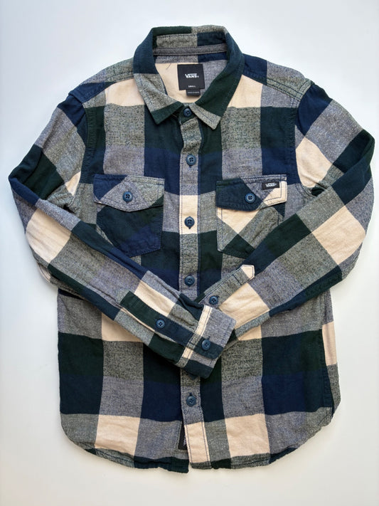 Vans Shirt - Green Plaid Button Up | size 8