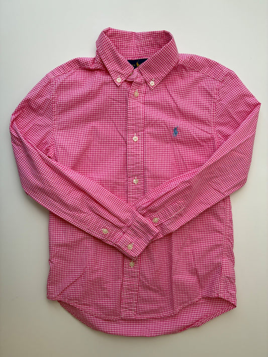 Ralph Lauren Shirt - Pink Gingham Button Down | size 7