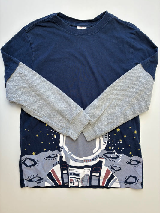 Hanna Andersson Long Sleeve T-Shirt - Navy Blue Astronaut Graphic | size 10