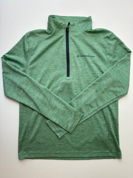 Vineyard Vines Sweatshirt - Green Striped Sankaty 1/4 Zip | size 16
