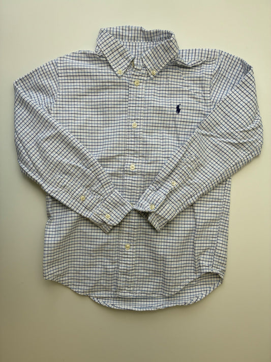Ralph Lauren Shirt - White Plaid Button Down | size 7