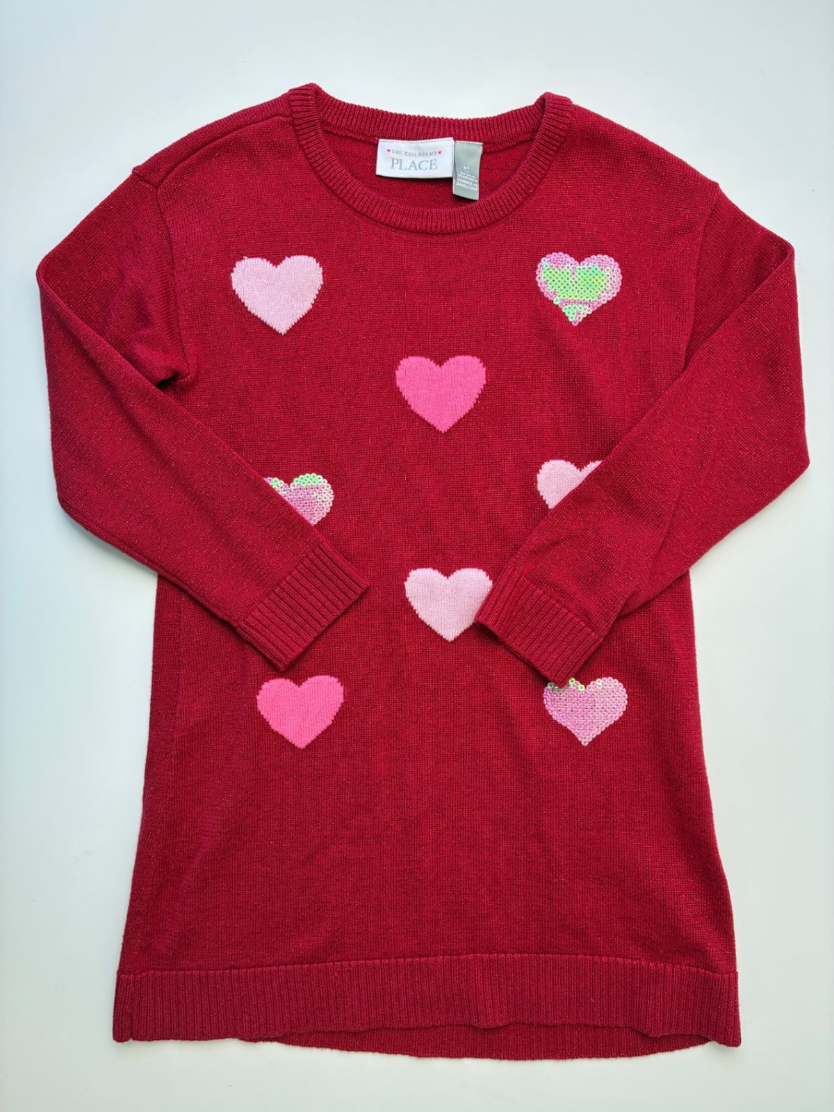The Children's Place Dress - Red Metallic Knit Hearts | size 5T