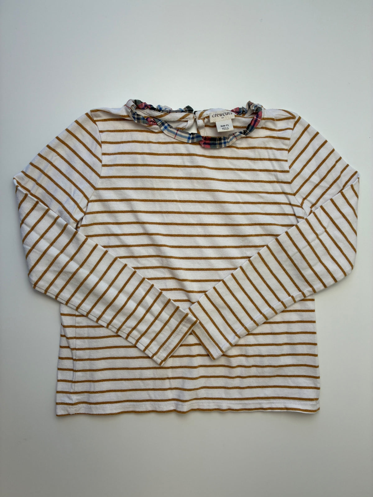 Crewcuts Shirt - Cream Metallic Striped | size 6/7