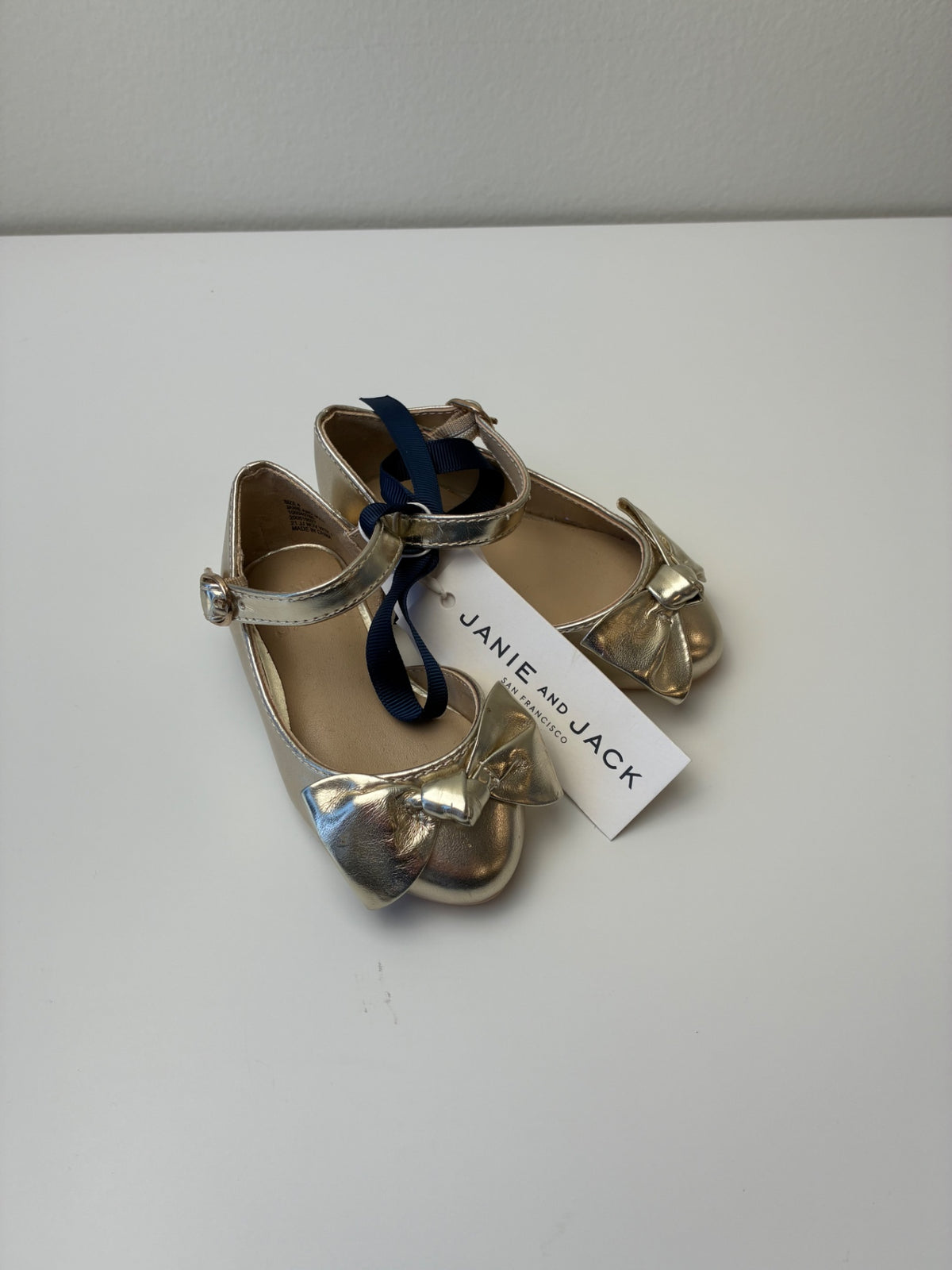 Janie and Jack Shoes - Gold Metallic Ballet Flat | size Shoe 4