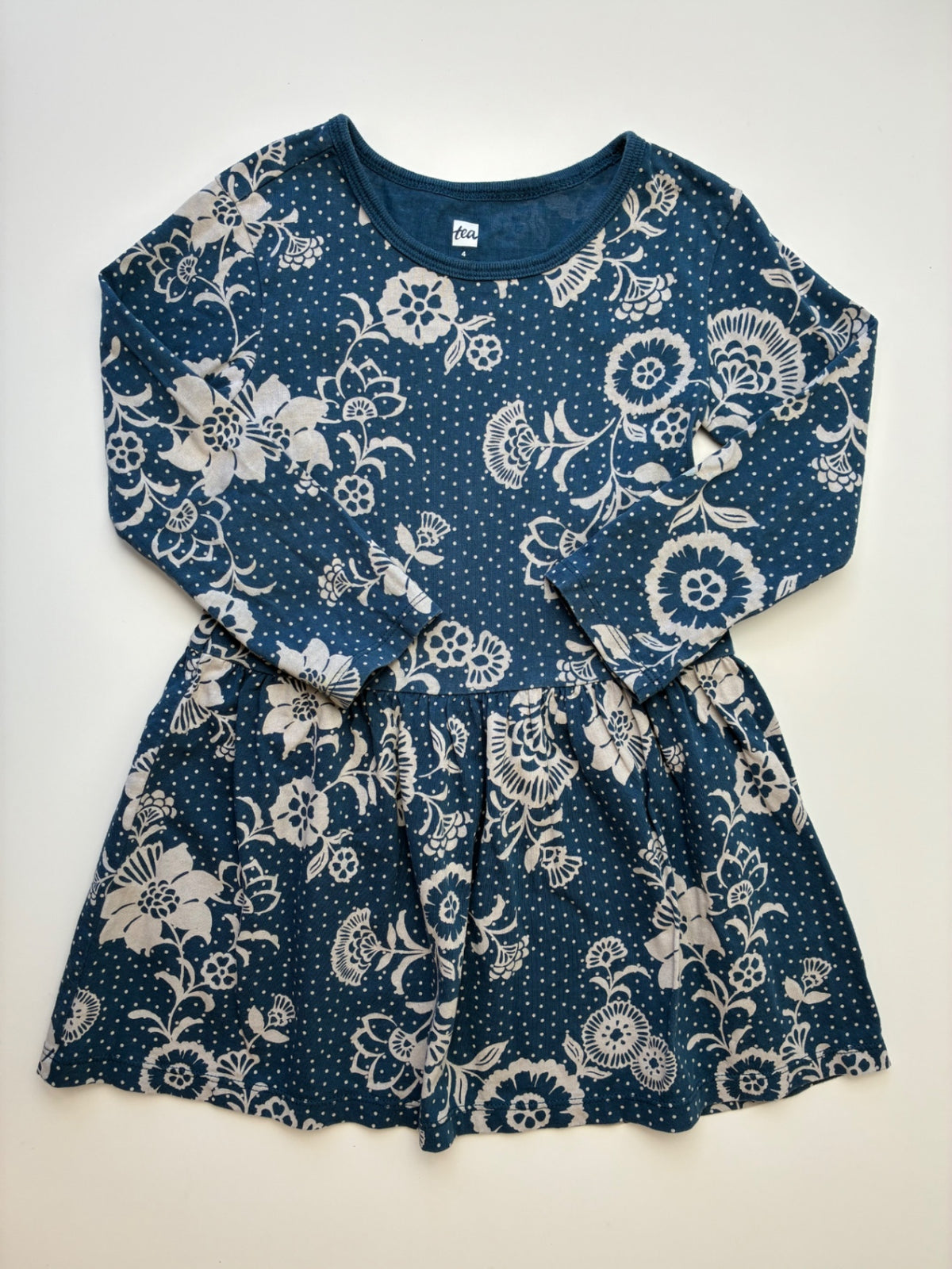 Tea Dress - Blue 100% Cotton Floral | size 4T
