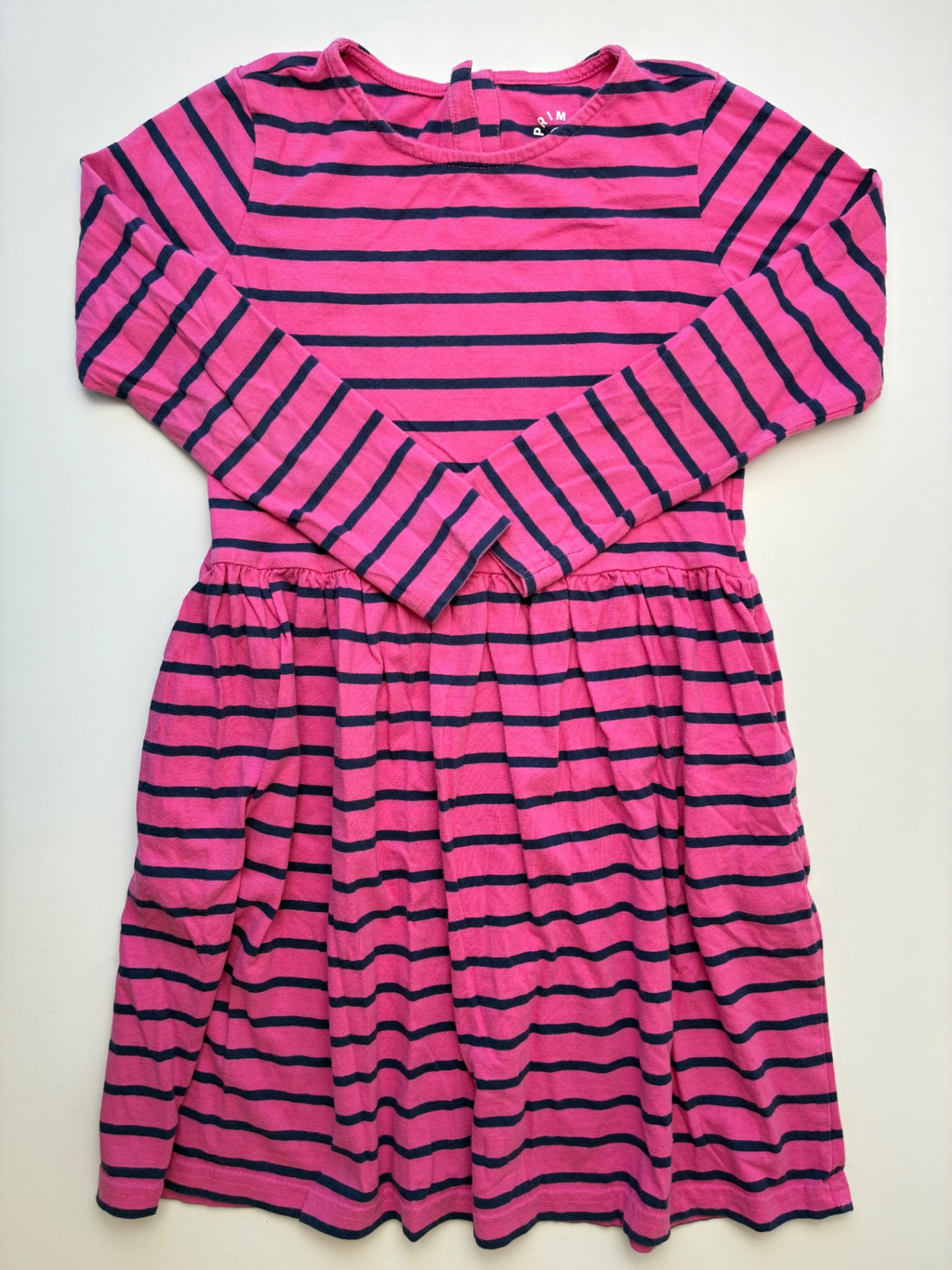 Primary Dress - Pink 100% Cotton Striped | size 6/7