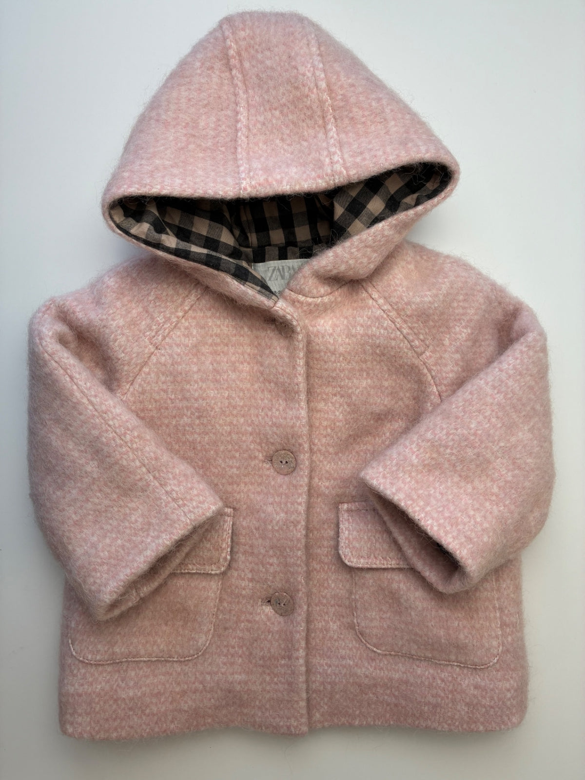 Zara Coat/Jacket - Pink Wool Blend w/ Hood | size 18 - 24 Months
