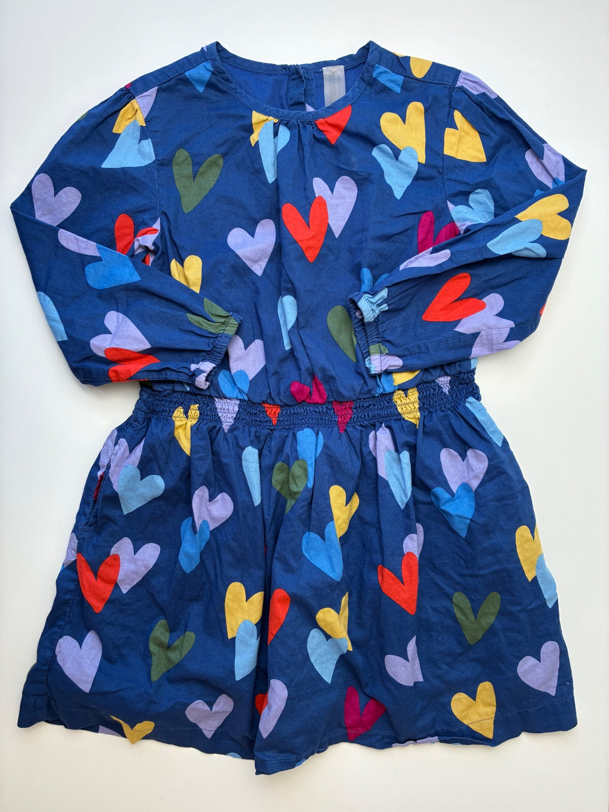Primary Dress - Blue 100% Cotton Hearts | size 6/7