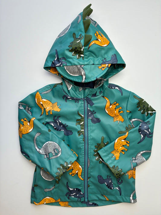 Little Me Jacket - Green Dinosaur Raincoat | size 24 Months
