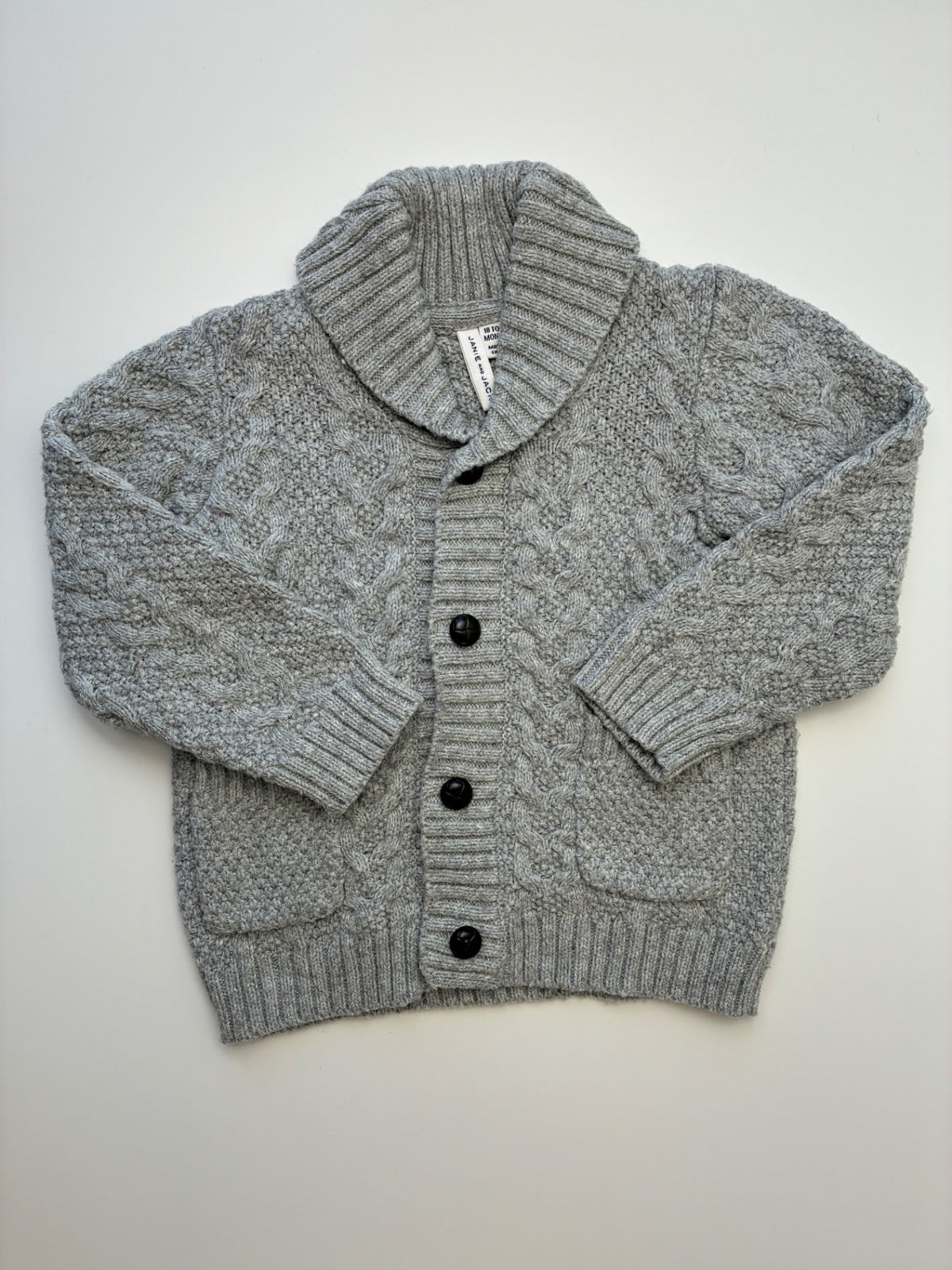 Janie and Jack Sweater - Gray Shawl Collar Cardigan | size 18 - 24 Months