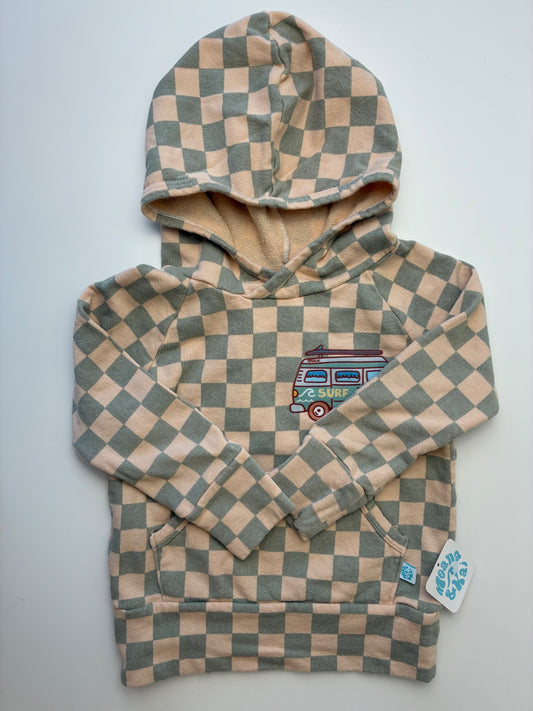 Moana & Kai Sweatshirt - Green 100% Organic Cotton Checkered Hoodie | size 2T