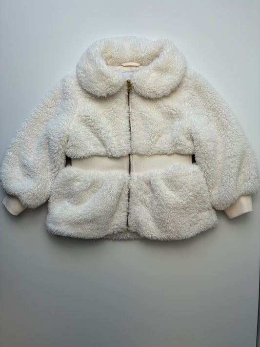 Janie and Jack Jacket - White Faux Fur Zip Up | size 18 - 24 Months