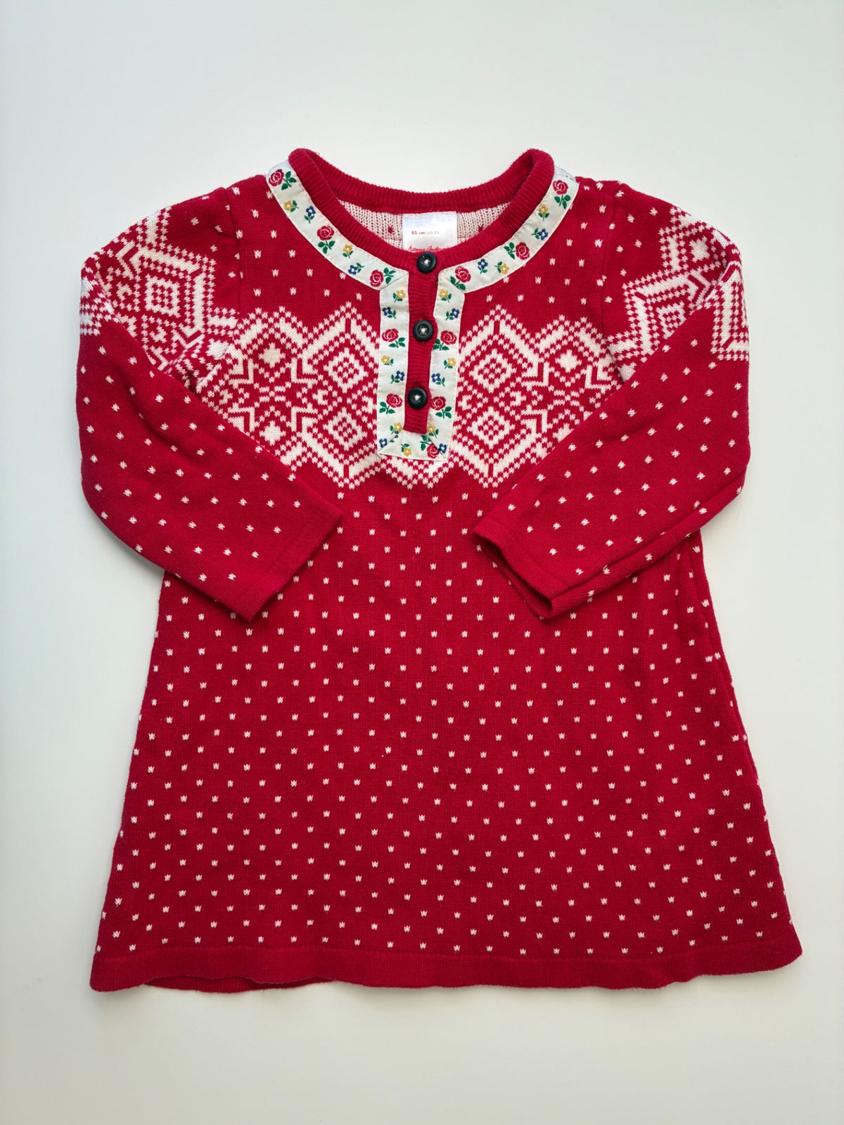Hanna Andersson Dress - Red Fair Isle Knit | size 2T