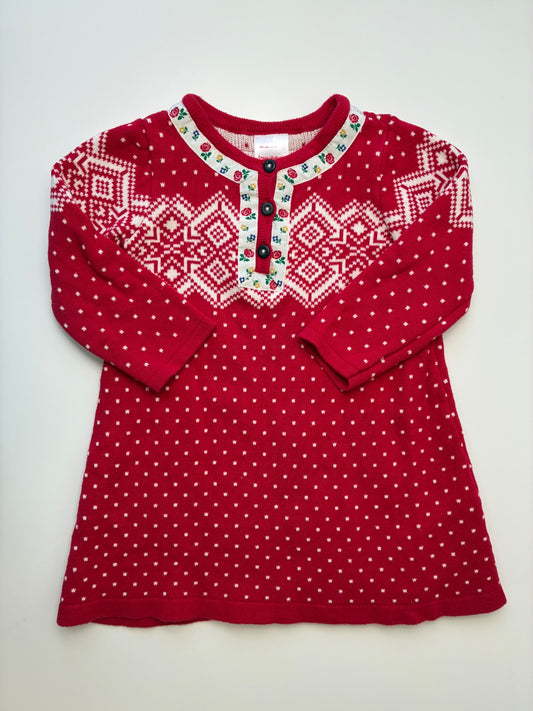 Hanna Andersson Dress - Red Fair Isle Knit | size 2T