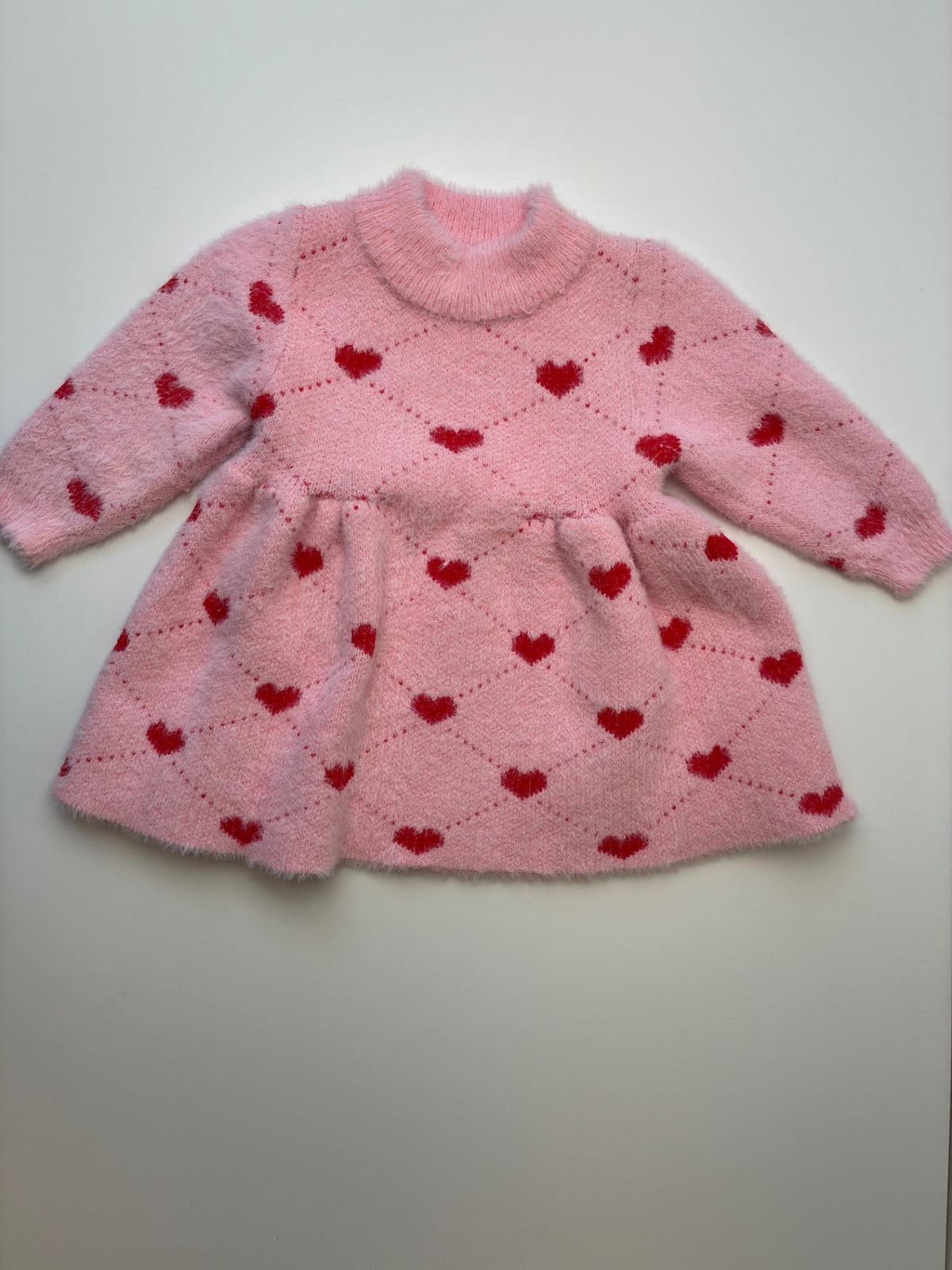 Lola & The Boys Dress - Pink Knit Hearts | size 18 - 24 Months