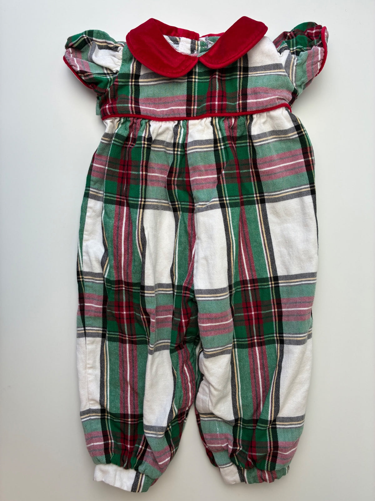 Petit Peony Onesie - Multicolor 100% Cotton Plaid Jumpsuit | size 6 - 9 Months