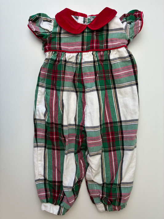 Petit Peony Onesie - Multicolor 100% Cotton Plaid Jumpsuit | size 6 - 9 Months