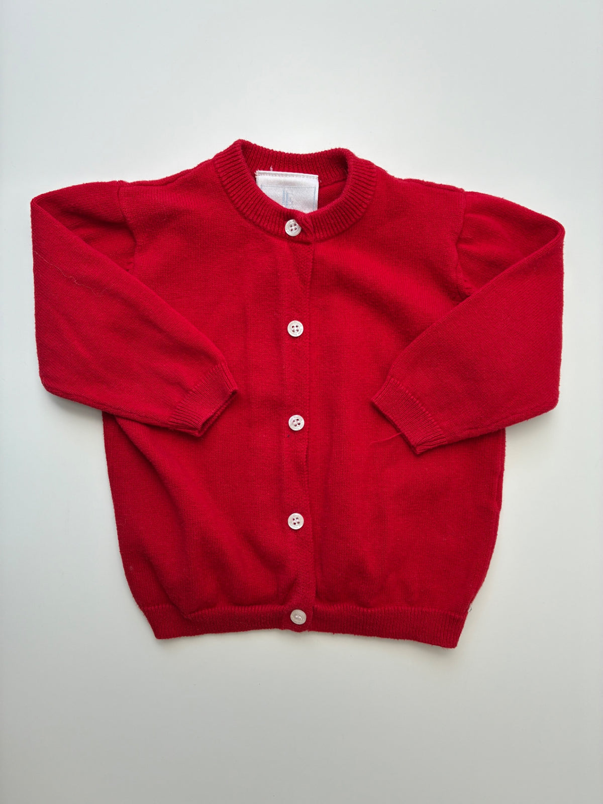 Little English Sweater - Red 100% Cotton Cardigan | size 18 - 24 Months