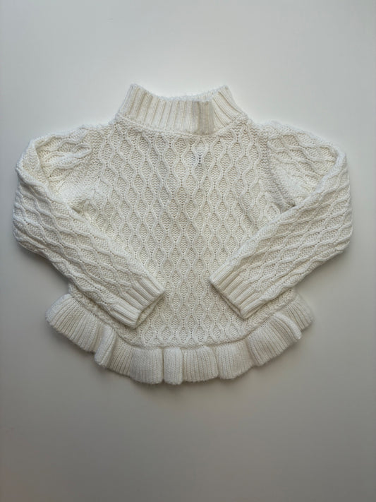 Janie and Jack Sweater - White Ruffle Hem | size 3T