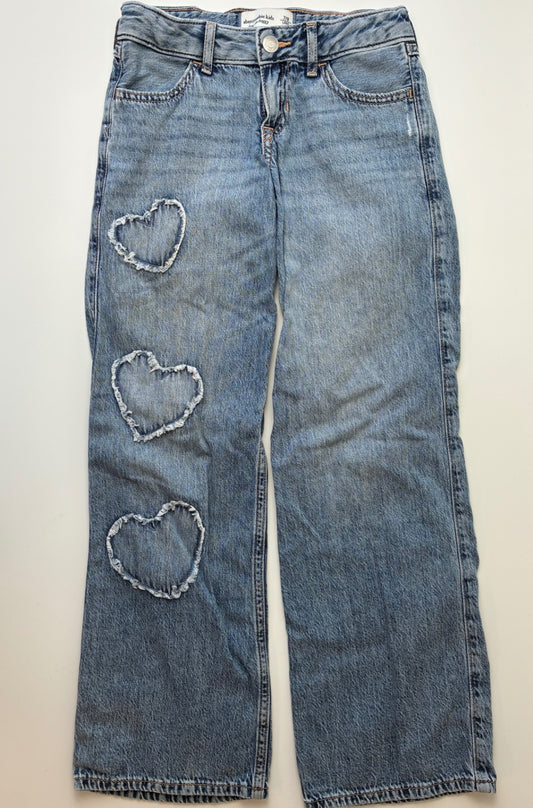 Abercrombie Kids Jeans - Blue Low Rise Baggy Heart Appliqué | size 7/8