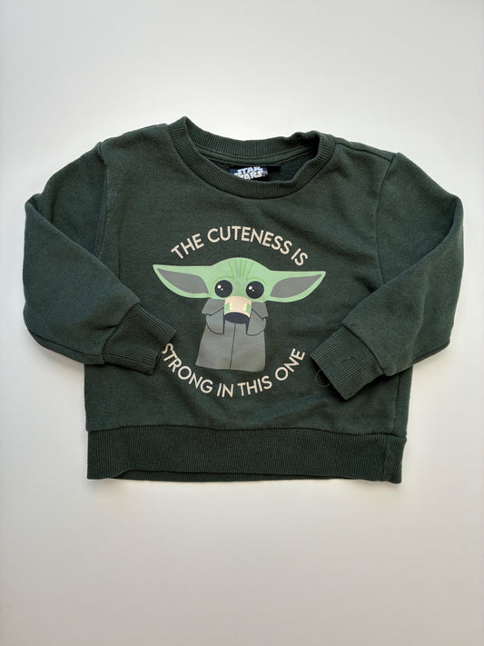 Star Wars Sweatshirt - Green Yoda Hoodie | size 18 Months