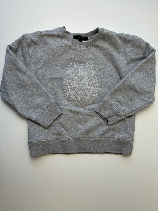 Greyson Sweatshirt - Gray Wolf Embroidery Crewneck | size 6/7