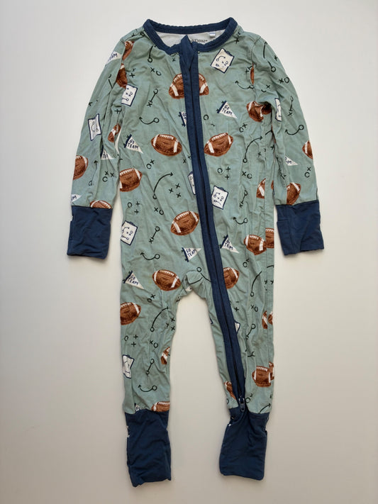 Angel Dear Onesie - Green Football Zipper Footie | size 3 - 6 Months