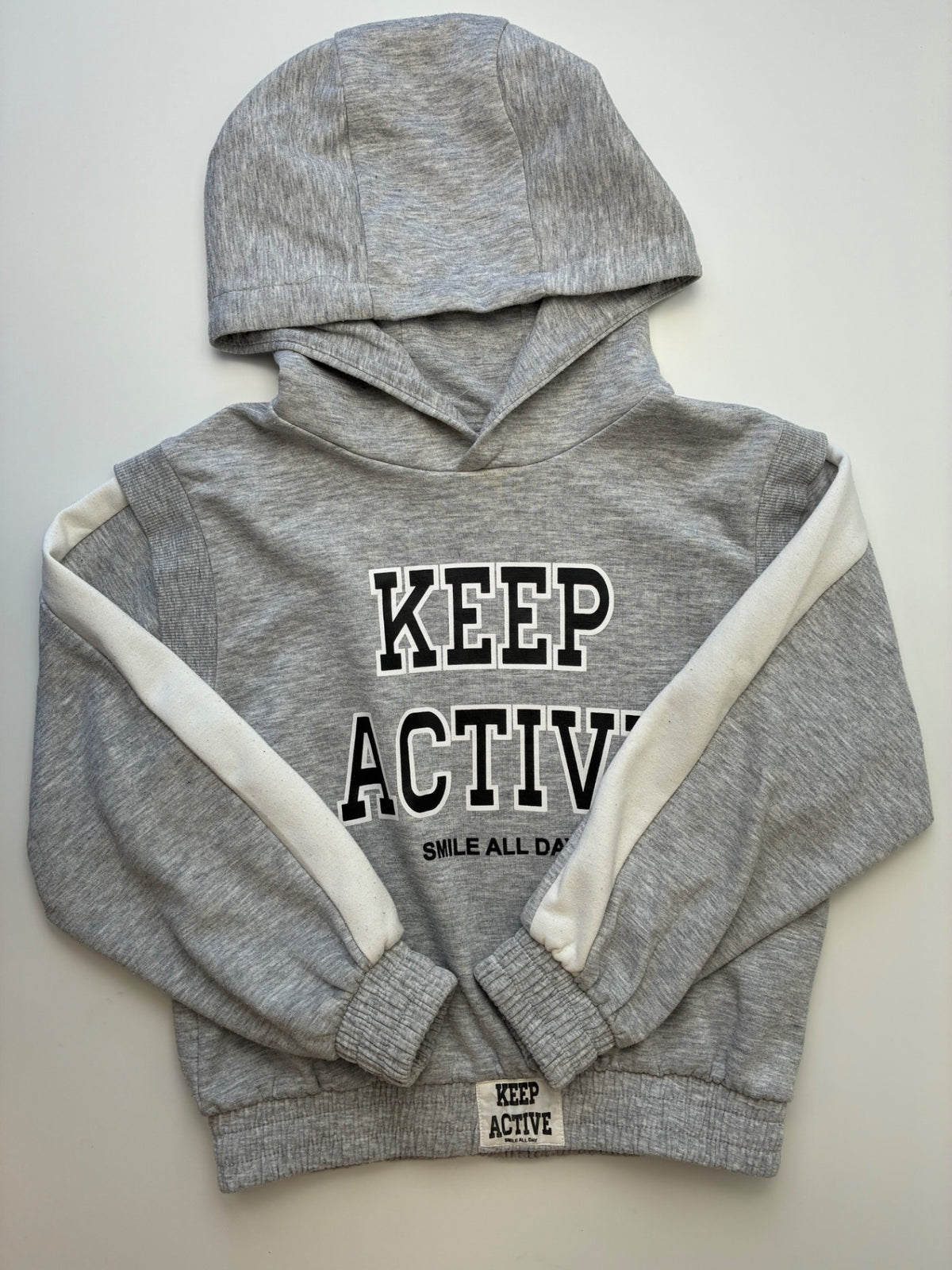 Zara Sweatshirt - Gray 'Keep Active' Cropped Hoodie | size 9