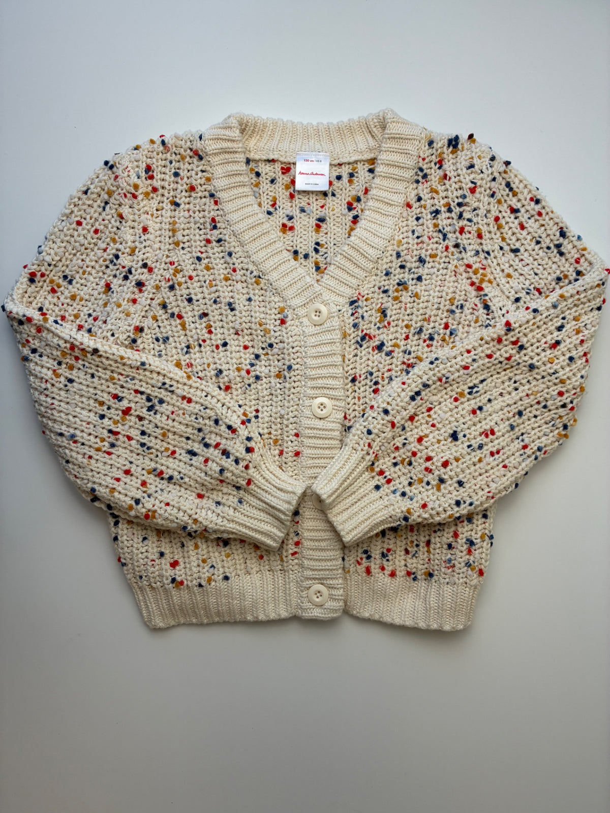 Hanna Andersson Sweater - Cream Pom Pom Cardigan | size 8