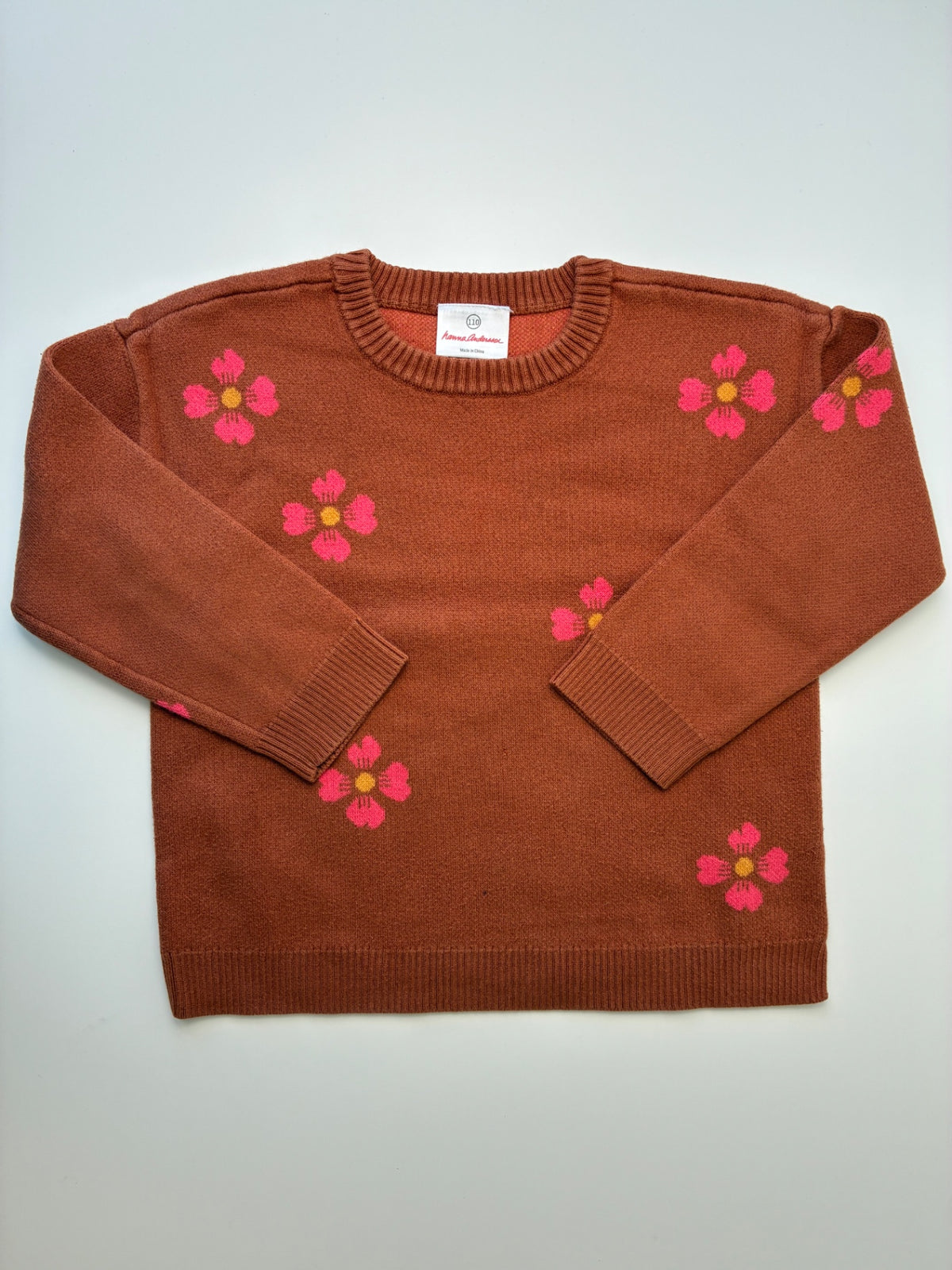 Hanna Andersson Sweater - Orange 100% Cotton Flowers | size 5T